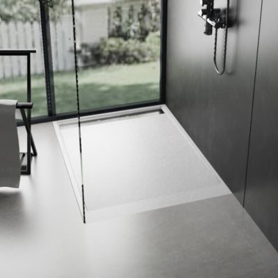 Receveur de douche 90 x 160 cm extra plat blanc LUCIA en SoliCast surface ardoisee