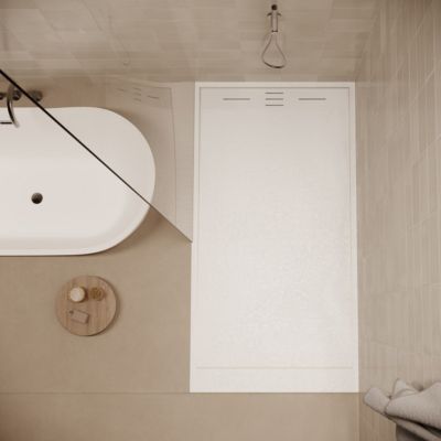 Receveur de douche 90 x 160 cm extra plat blanc SALVI en SoliCast surface ardoisee