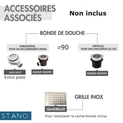 Receveur de douche 90 x 160 cm extra plat blanc SALVI en SoliCast surface ardoisee