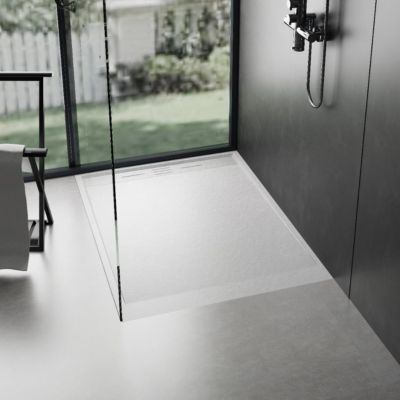Receveur de douche 90 x 160 cm extra plat blanc SALVI en SoliCast surface ardoisee