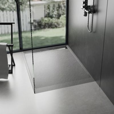 Receveur de douche 90 x 160 cm extra plat gris LUCIA en SoliCast surface ardoisee