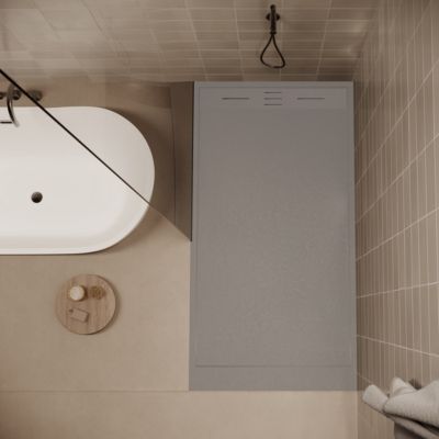 Receveur de douche 90 x 160 cm extra plat gris SALVI en SoliCast surface ardoisee