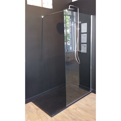 Receveur de douche 90 x 160 cm extra plat noir PIATTO en SoliCast surface ardoisee