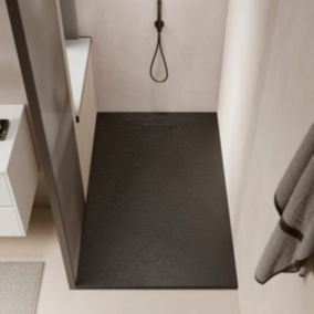 Receveur de douche 90 x 160 cm extra plat PIATTO en SoliCast surface ardoisee noir