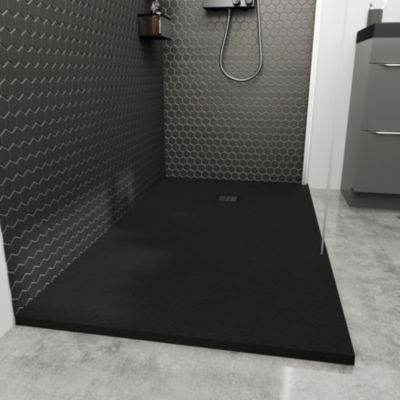 Receveur de douche 90 x 160 cm, résine, noir, Douro GoodHome