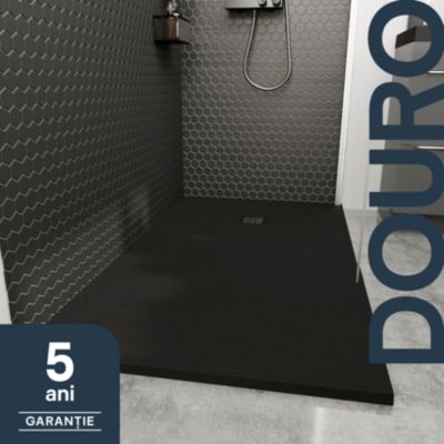 Receveur de douche 90 x 160 cm, résine, noir, Douro GoodHome
