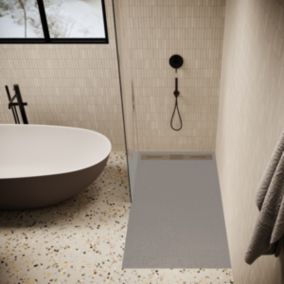 Receveur de douche 90 x 170 cm extra plat LUCIA en SoliCast surface ardoisee gris