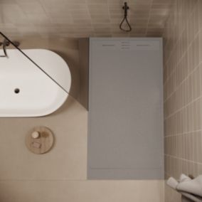 Receveur de douche 90 x 170 cm extra plat SALVI en SoliCast surface ardoisee gris