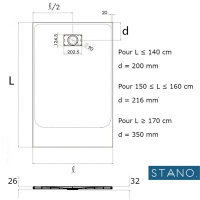 Receveur de douche 90 x 180 cm extra plat PIATTO en SoliCast surface ardoisee gris