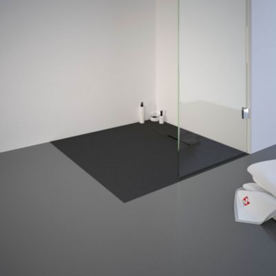 Receveur de douche 90 x 90 cm, effet pierre anthracite, Schulte Meg