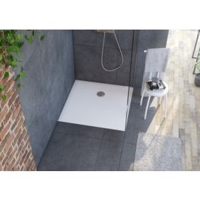 Receveur de douche 90 x 90 cm, recoupable, blanc, Allibert Karbon