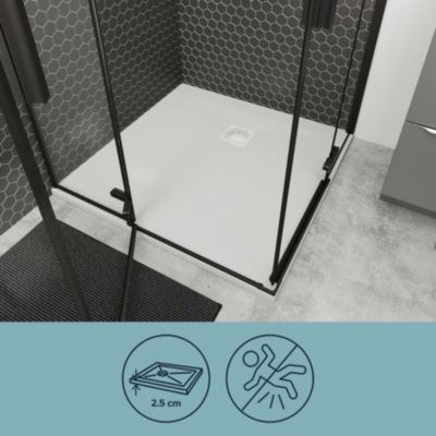 Receveur de douche 90 x 90 cm, résine, blanc, Douro GoodHome