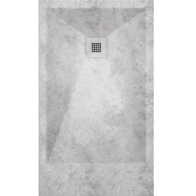 Receveur de douche 90x110 cm extra plat DEKOR en resine finition beton brut