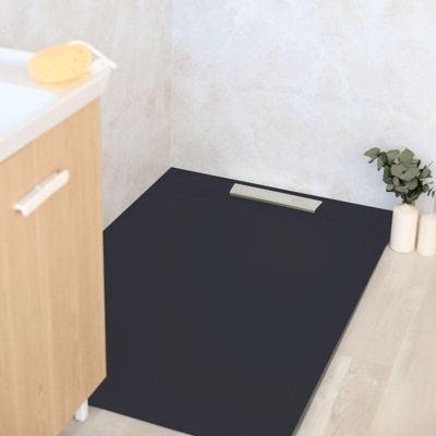 Receveur de douche 90x110cm extra plat LUX en resine surface ardoisee noir