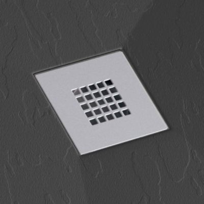 Receveur de douche 90x120 cm extra plat ONDA en resine surface ardoisee noir Grille inox