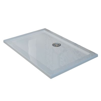 Receveur de douche 90x120x4cm rectangle acrylique avec bordures blanc brillant mod. Flower
