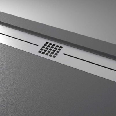 Receveur de douche 90x130 cm extra plat ARCO en resine surface ardoisee gris cendre Grille inox