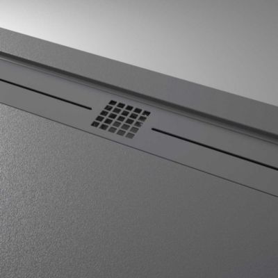 Receveur de douche 90x130 cm extra plat ARCO en resine surface ardoisee gris cendre Grille inox