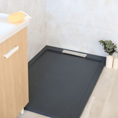 Receveur de douche 90x130cm extra plat LUX en resine surface ardoisee anthracite