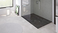 Receveur de douche 90x140 cm extra plat, résine et minéral, terrazzo noir, Ayor Bathroom Nola