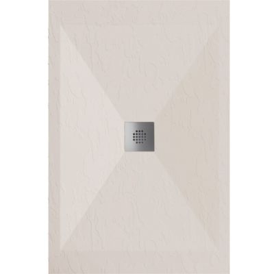 Receveur de douche 90x160 cm extra plat DEXA en resine surface ardoisee beige Grille inox