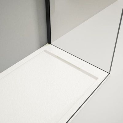 Receveur de douche 90x160cm extra plat LUX en resine surface ardoisee blanc