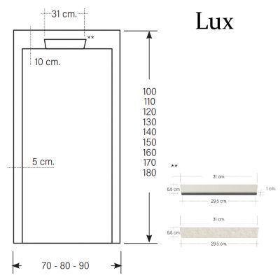 Receveur de douche 90x160cm extra plat LUX en resine surface ardoisee blanc