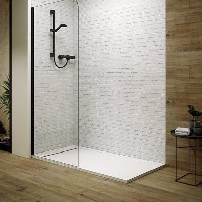 Receveur de douche 90x160cm extra plat RIBERA en resine surface ardoisee blanc Grille blanche