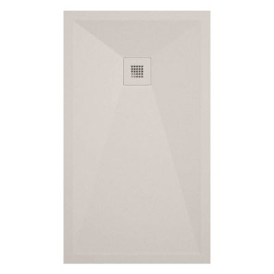 Receveur de douche 90x170 cm extra plat ONDA en resine surface ardoisee beige Grille beige
