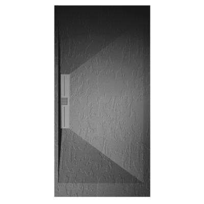 Receveur de douche 90x180 cm extra plat EDIS en resine surface ardoisee anthracite Grille anthracite