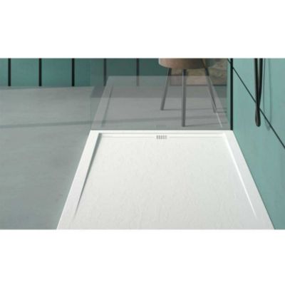 Receveur de douche 90x190 cm extra plat ARCO en resine surface ardoisee blanc Grille blanche