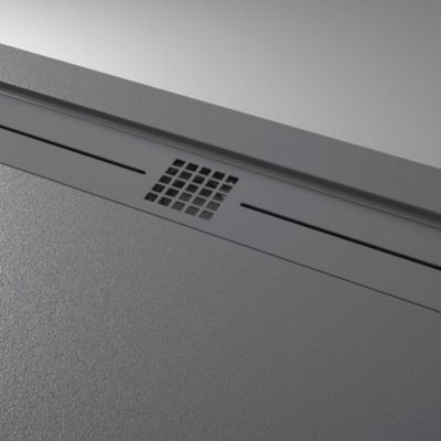Receveur de douche 90x190 cm extra plat ARCO en resine surface ardoisee blanc Grille blanche