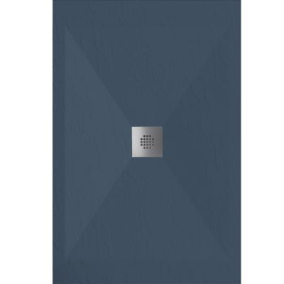 Receveur de douche 90x190 cm extra plat DEXA en resine surface ardoisee anthracite Grille inox