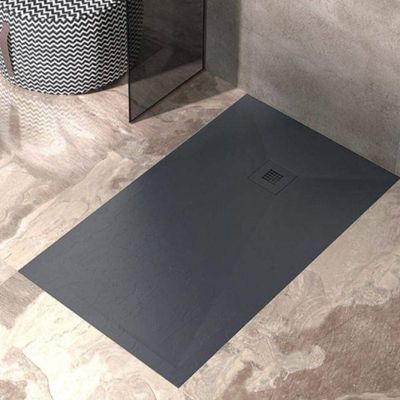Receveur de douche 90x190 cm extra plat ONDA en resine surface ardoisee anthracite Grille anthracite