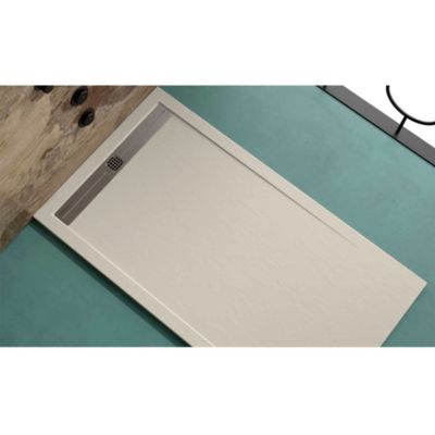 Receveur de douche 90x200 cm extra plat ARCO en resine surface ardoisee beige Grille beige