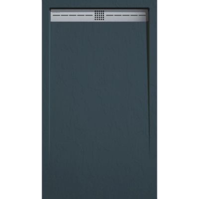 Receveur de douche 90x210 cm extra plat ARCO en resine surface ardoisee anthracite Grille inox