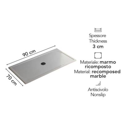 Receveur De Douche 90X70 En Résine De Marbre Blanc - Klio