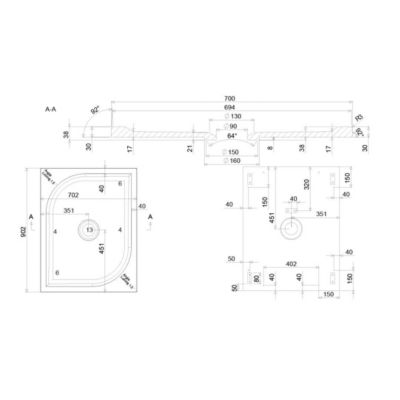 Receveur De Douche 90X70 En Résine De Marbre Blanc - Klio
