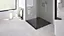 Receveur de douche 90x90 cm extra plat, résine et minéral, terrazzo noir, Ayor Bathroom Nola