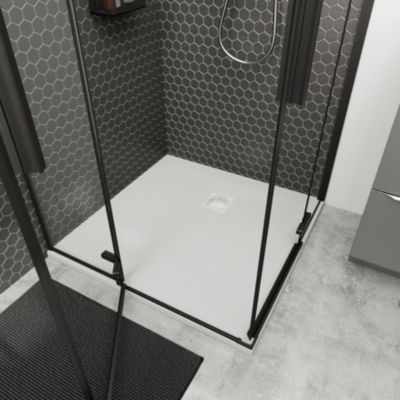 Receveur De Douche Carré 90x90 Cm - Blanc Effet Pierre - Résine - Marque Idralite - Neuf