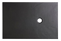 Receveur de douche à poser 80 x 140 cm, recoupable, résine minérale, noir, Cooke & Lewis Piro