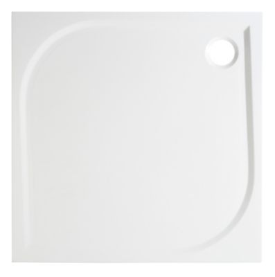 Receveur de douche à poser carré résine blanc GoodHome Limski 90 x 90 cm