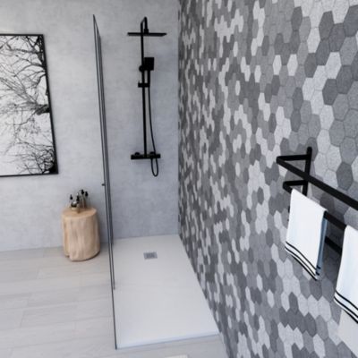 Receveur de douche à poser l.90 x L.160 x H.3 cm blanc en mousse de polystyrène extrudé, Futurbath Gravity