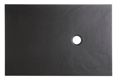 Receveur de douche à poser recoupable rectangulaire résine minérale noire Cooke & Lewis Piro 80 x 140 cm