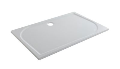 Receveur de douche à poser rectangulaire résine blanc GoodHome Limski 80 x 140 cm