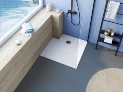 Receveur de douche acrylique blanc mat texturé l.90 x L.90 cm, Allibert Bath & Design Mara