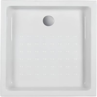 Receveur de douche acrylique haute densité fond texturé SANINDUSA Mosaico 75x75 hauteur 8cm rebord 4cm blanc
