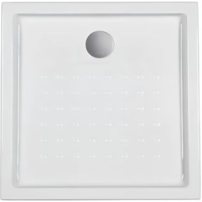 Receveur de douche acrylique haute densité fond texturé SANINDUSA Mosaico 75x75 hauteur 8cm rebord 4cm blanc