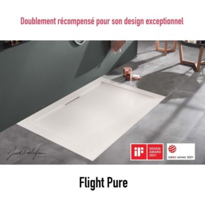 Receveur de douche antidérapant 100 x 80 JACOB DELAFON Flight Pure rectangle blanc