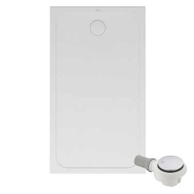 Receveur de douche antidérapant 120 x 80 VILLEROY ET BOCH Lifetime Plus Cerasoft céramique blanc + Bonde chromé